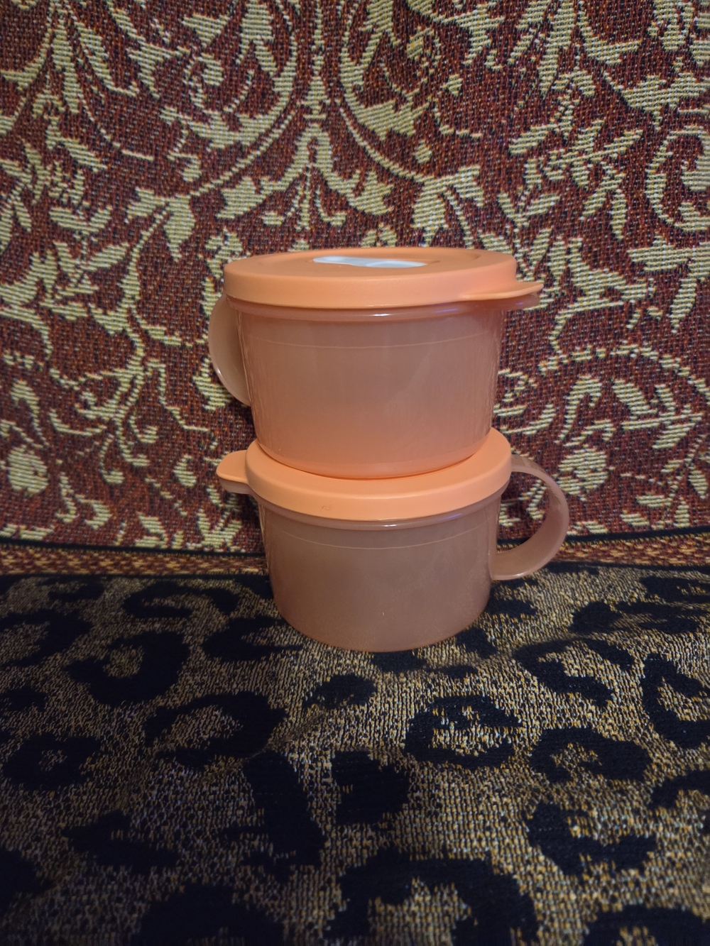 Peach Tupperware Crystalwave Microwaveable Bowls with Lids - Set of 2